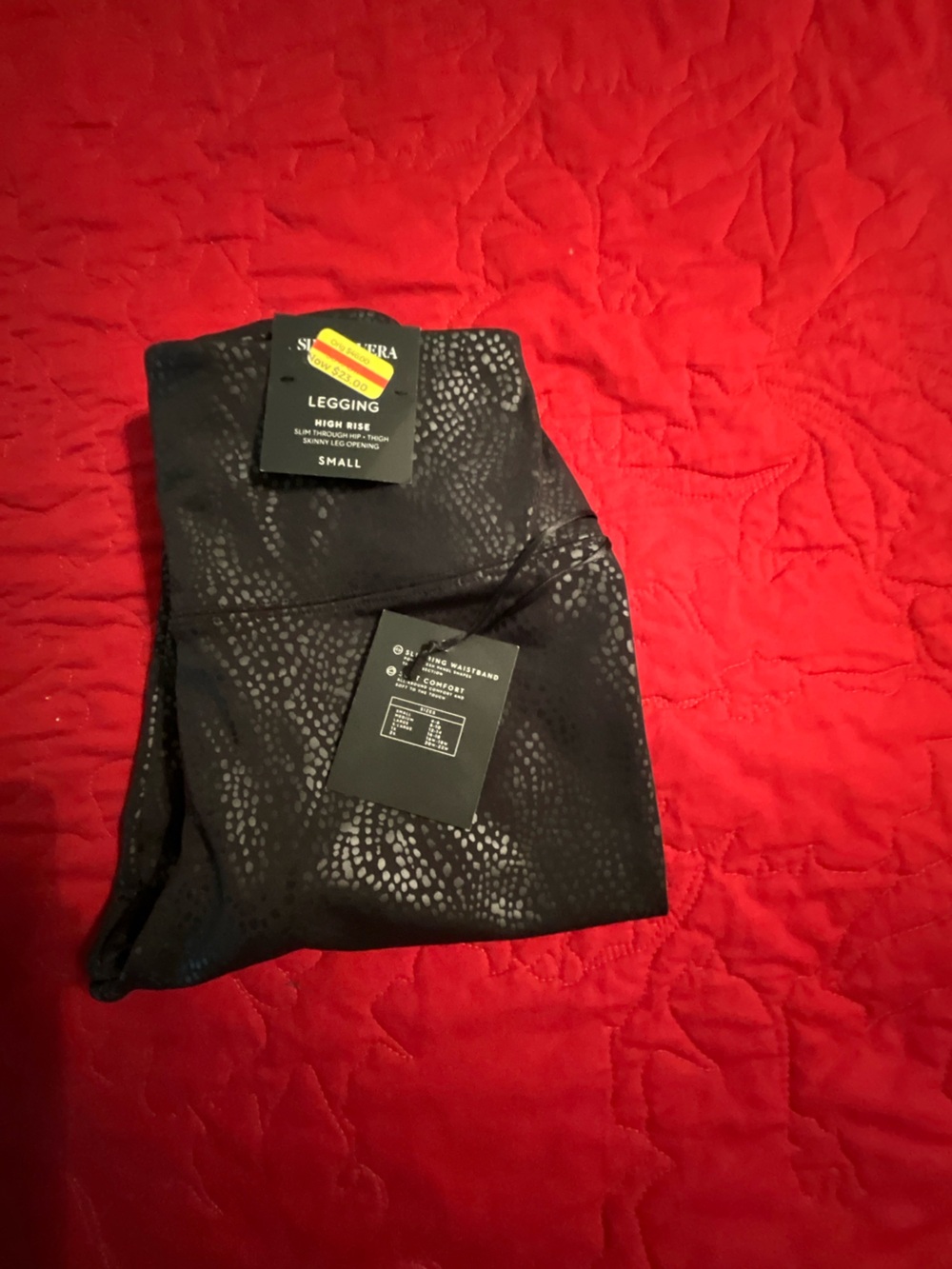 NWT Simply Vera Vera Wang Black Patterned High-Rise Leggings SM